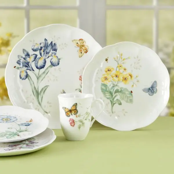 Lenox Butterfly Meadow Porcelain Tableware Set - 18-Piece, Floral Meadow Theme, Round Plates, for Everyday Use (Model 6342794)
