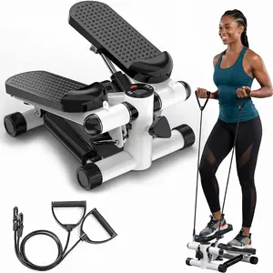 Mini Steppers with Resistance Bands for Exercise at Home, Portable Exercise Twist Stepper Machine for Full