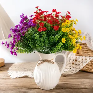 Outdoor Artificial Flowers: 12 Bunches of Faux Silk Colorful Daisies. These artificial plants are suitable for outdoor home planters, windowsills, balconies, courtyards, and similar settings—perfect for both indoor and outdoor home decoration. UV