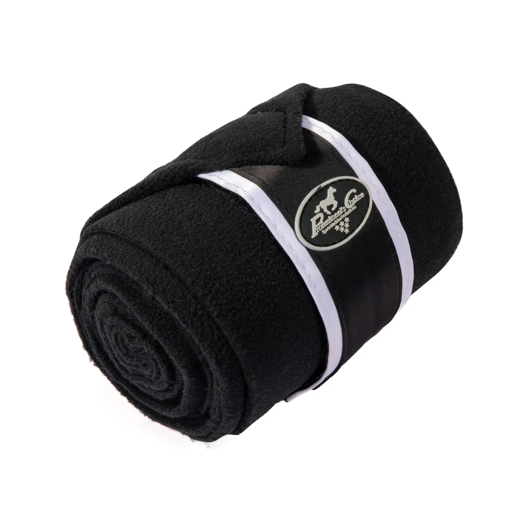 Professional's Choice Satin Polo Wraps - 280g Double-Sided Fleece Horse Leg Support, Set of 4 Black