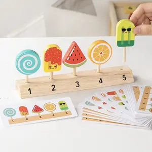 Children Wooden Classification Pretend Play Lollipop Ice Cream Matching Game Logic Thinking Training Parent-Child Interactive Toy Gift