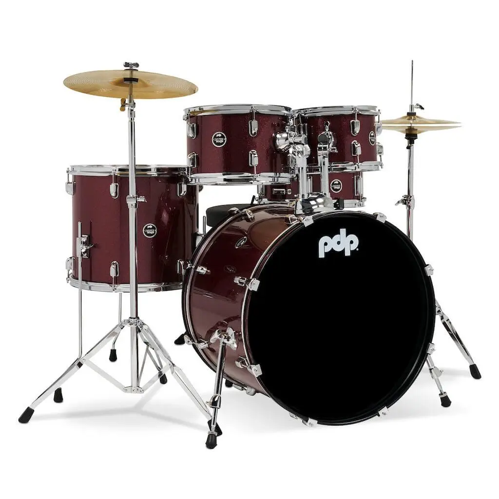 PDP CenterStage 5pc Complete Drum Set w/Hardware & Cymbals Ruby Red Sparkle