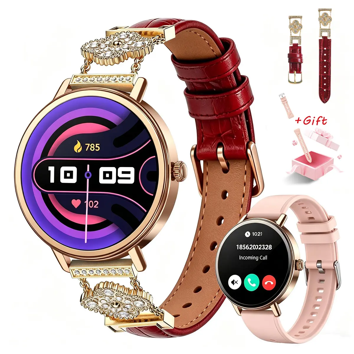 Fashion Smart Watches for Women, Touch Screen Watch, Answer/Make Calls/100+ Sports Modes/Message Reminder, DIY Watch Dials, Wearable Devices, Smart Watches for iPhone/Andriod, Gift for Wife, Girl Friend