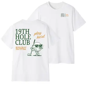19th Hole Club Golf Shirt For Men For Women, Trendy Gift Cigar Golf Graphic, Play Hard Fun Design, Cotton Menswear Apparel