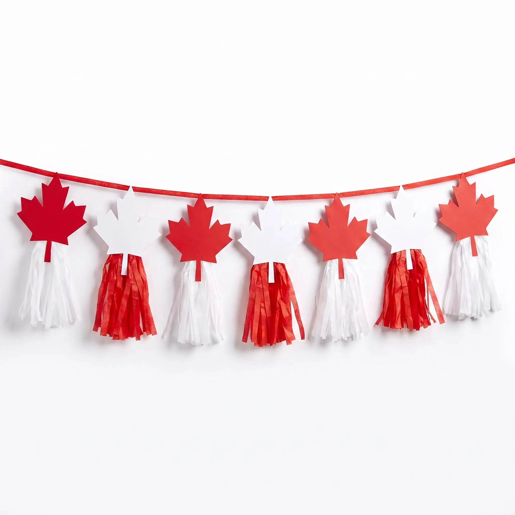 Canadian Maple Leaf Tassel Garland for Canada Day, 8ft