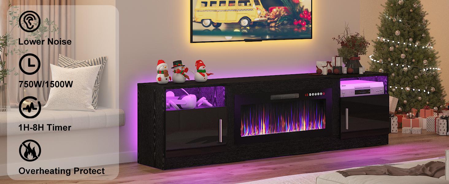 【2 Packages Shipping】Fireplace TV Stand with 36" Fireplace,80" TV Stand with LED Light for TVs Up to 85",Entertainment Center Console Table with Highlight Storage Cabinets,2 Package delivery 【2 Packages Shipping】Fireplace TV Stand with 36" Fireplace,80" TV Stand with LED Light for TVs Up to 85",Entertainment Center Console Table with Highlight Storage Cabinets,2 Package delivery