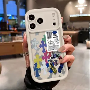 Colorful Crosses Print Phone Case for iPhone 17 AIR 17 PRO 16 PRO 15  PRO MAX  14 PLUS 13 PRO 12 11 PRO XS MAX X XR Samsung Galaxy S26 Plus S25 Ultra S24 S23 S22 Plus Shockproof Protective Cover Full Protection Anti-Drop