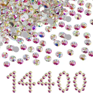 Beadsland Flatback Rhinestones Bulk,14400pcs Crystal AB Rhinestones for Nails Crafts Clothes DIY Decoration, SS20, 4.6-4.8mm