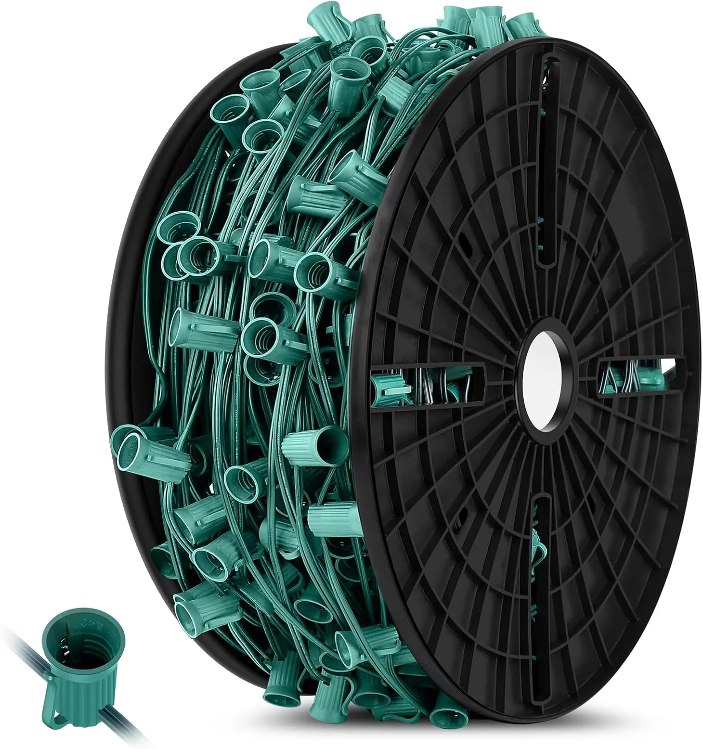 500 FT LED Lights String Outdoor, E17 Christmas Light Sockets Set Spool, C9 Sockets Patio String Lights C9 Strands(Bulbs Were Not Included)
