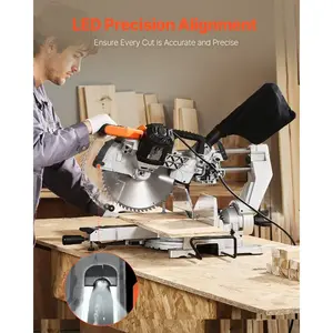 VEVOR Sliding Compound Miter Saw, 12-Inch Blade, 15 Amp Motor, 60-Tooth, Corded Double Bevel Sliding Miter Saw, LED Precision Alignment, Angle Adjustable, for Wood, Composite Decking, Laminates