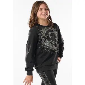 Black Luxe Rhinestone Burst Crewneck Sweatshirt