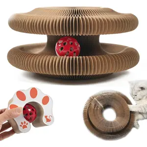 DFQ Kitty Kurlz, Magic Organ Cat Scratching Board Toy with Balls Bells,Made of Recyclable Corrugated Cardboard,Interactive Mental Physical Exercise Cat Toys for Indoor Cats(1PCS)