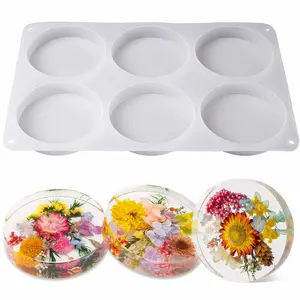 Large 6 Cavity Silicone Coaster Molds for Resin, Extra Deep Round Silicone Coaster Molds for Epoxy Resin, Cups Mats, DIY Birthday Gift Craft LET'S RESIN
