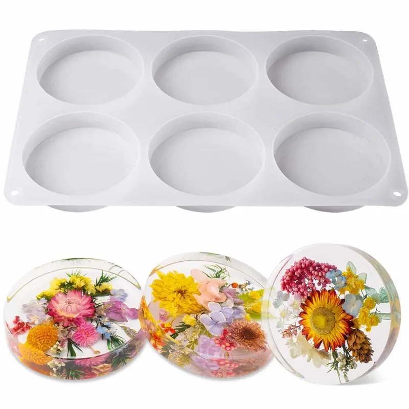 Large 6 Cavity Silicone Coaster Molds for Resin, Extra Deep Round Silicone Coaster Molds for Epoxy Resin, Cups Mats, DIY Birthday Gift Craft LET'S RESIN
