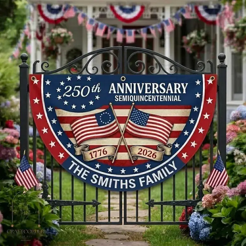 America 250th Semiquincentennial Rectangle Patriotic Fence Flag - Bright but Transparent, Fast-Drying, Smudge-Proof Outdoor Eagle Banner with Broad Highlighting, 4th of July Yard Decor for Classmates, Home/Festive Party Supplies