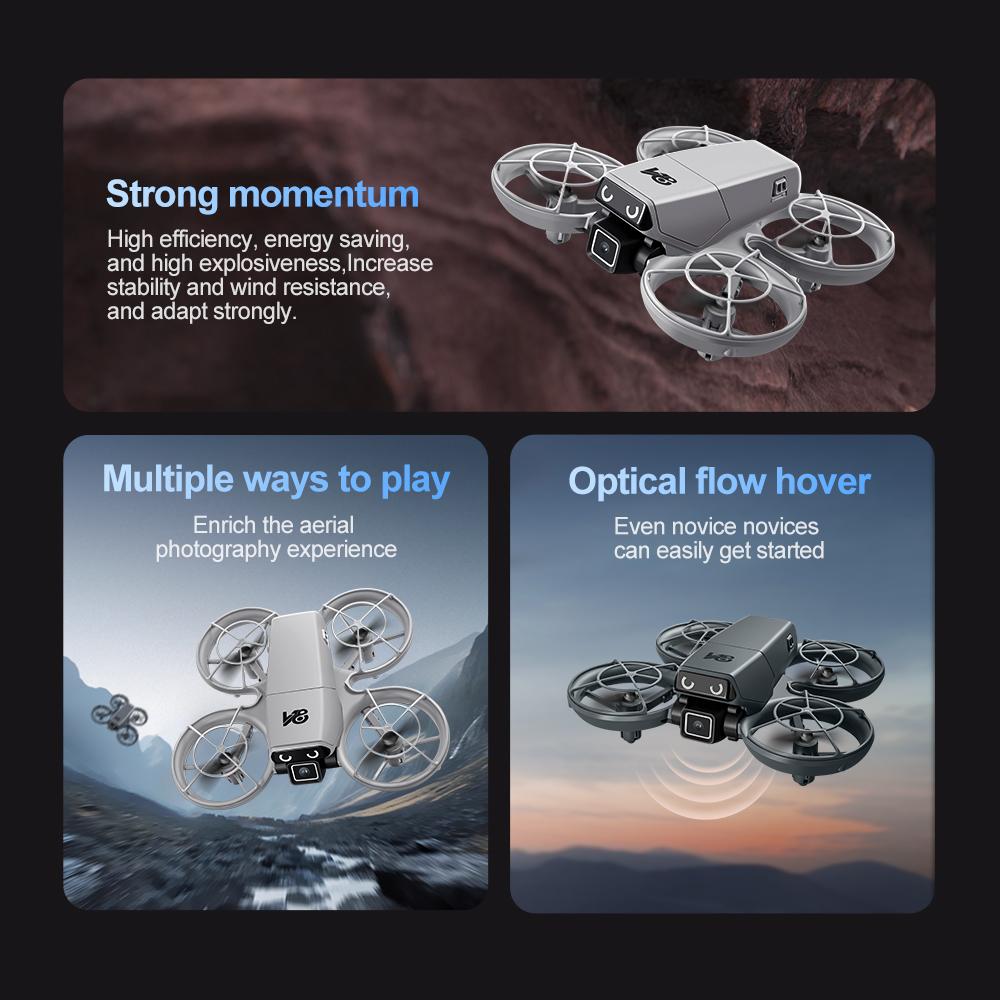 HD Mini RC Drone with Dual Cameras, Optical Flow Positioning, 360° Stunt Rolls, One-Key Takeoff and Landing, Ideal for Beginners, Indoor/Outdoor Flight, Includes 2 Batteries, Stable and Easy to Control obstacle avoidance