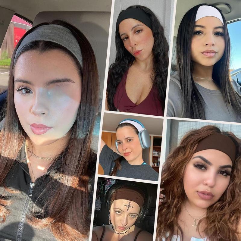 8 Pack Headbands for Women Non Slip - Stylish Sports Hair Bands for Women's Hair - Soft Cotton Cloth Stretchy Headbands for Women for Yoga, Outdoor Exercise Running