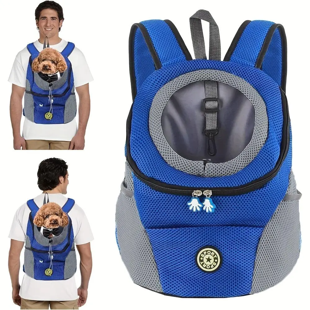 Breathable Mesh Dog Backpack Animal Carrier, Adjustable Shoulder Strap & Safety Belt & Side Bag, Comfortable Pet Travel Bag, Suitable for Small Dogs & Cats