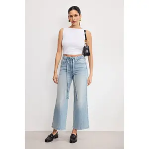 GOOD WAIST PALAZZO CROPPED JEANS | INDIGO999