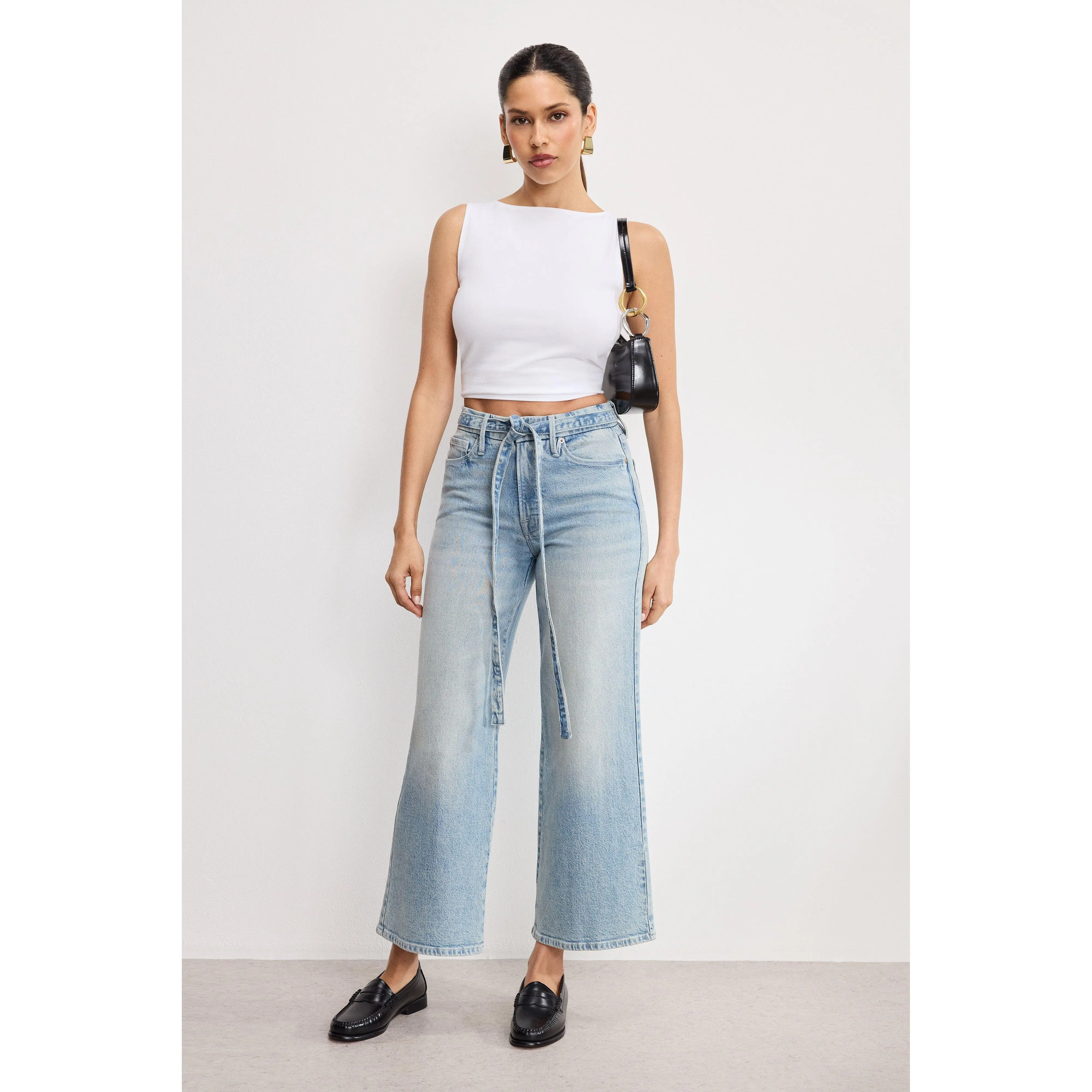 GOOD WAIST PALAZZO CROPPED JEANS | INDIGO999