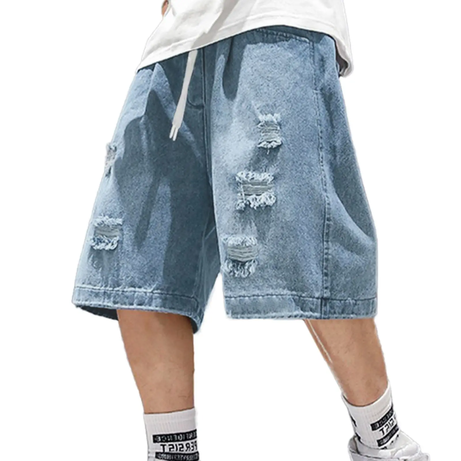 EMMIOL Baggy Jean Shorts Men, Y2k Jorts Cargo Ripped Elastic Waist, Mens Denim Shorts Comfy Casual Streetwear Summer EMMIOL Baggy Jean Shorts Men, Y2k Jorts Cargo Ripped Elastic Waist, Mens Denim Shorts Comfy Casual Streetwear Summer