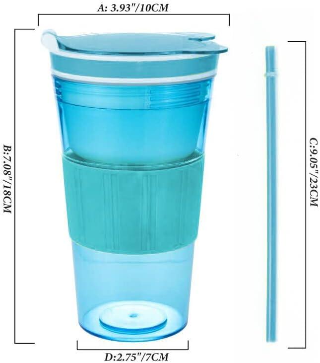 Women Men Snack and Drink Cup Combo All-in-One Tumbler for On-The-Go Blue Pack of 1 with Lid and Straw