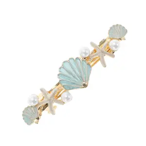 Unique Bargains Shell Starfish French Barrette Hair Clips for Home 1 Pc