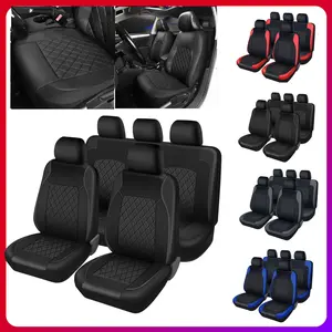 Car Seat Cover for Luxury & Comfort - Anti-Slip Seat Covers Front & Rear Seats Cover PU Leather Car Seat Protector,  Airbag Compatible, Full Wrap Protection - Universal Fit for 95% of Vehicles Black/Blue/Gray