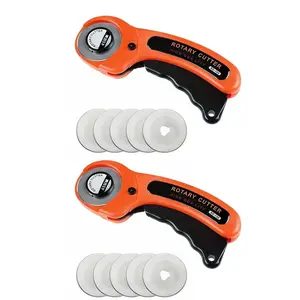 2Set Paper cutting tool, tungsten steel rotary blade/flat fabric cutter/leather scriber, multi-blade design, magnetic quick-change blade + push-button safety lock. Suitable for clothing cutting/wallpaper trimming.