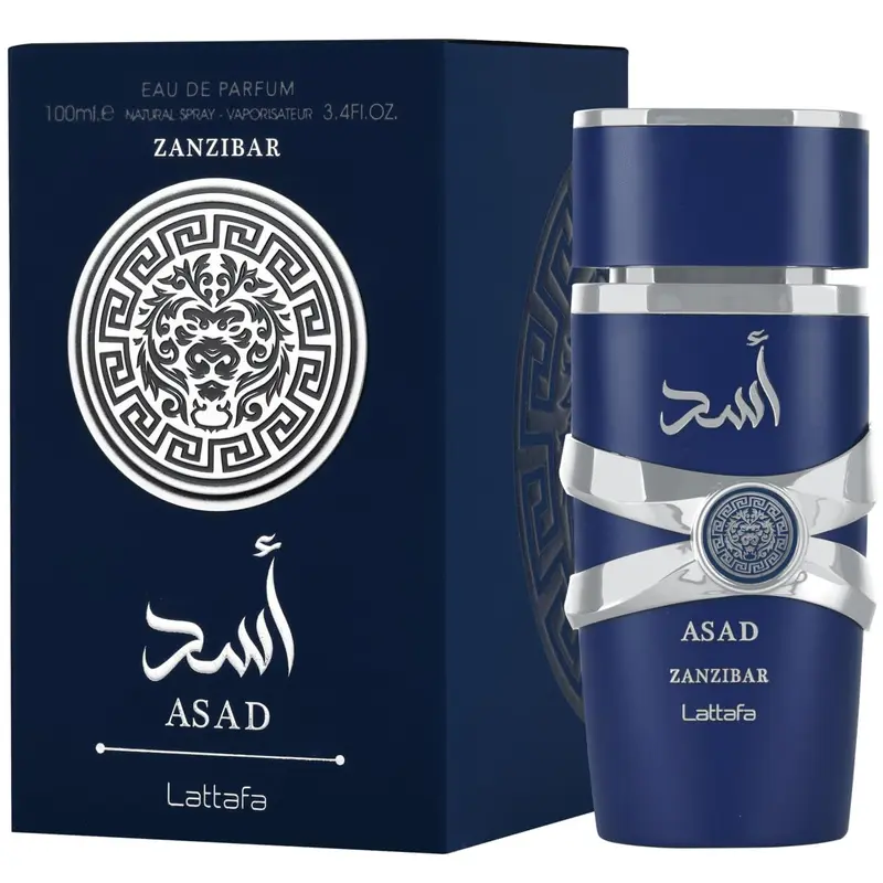 Lattafa Asad Zanzibar for Men 3.4 Ounce (100ml) Eau De Parfum Spray Perfume Fragrance Vanilla Coconut, Aromatic Cologne, Scented Perfume
