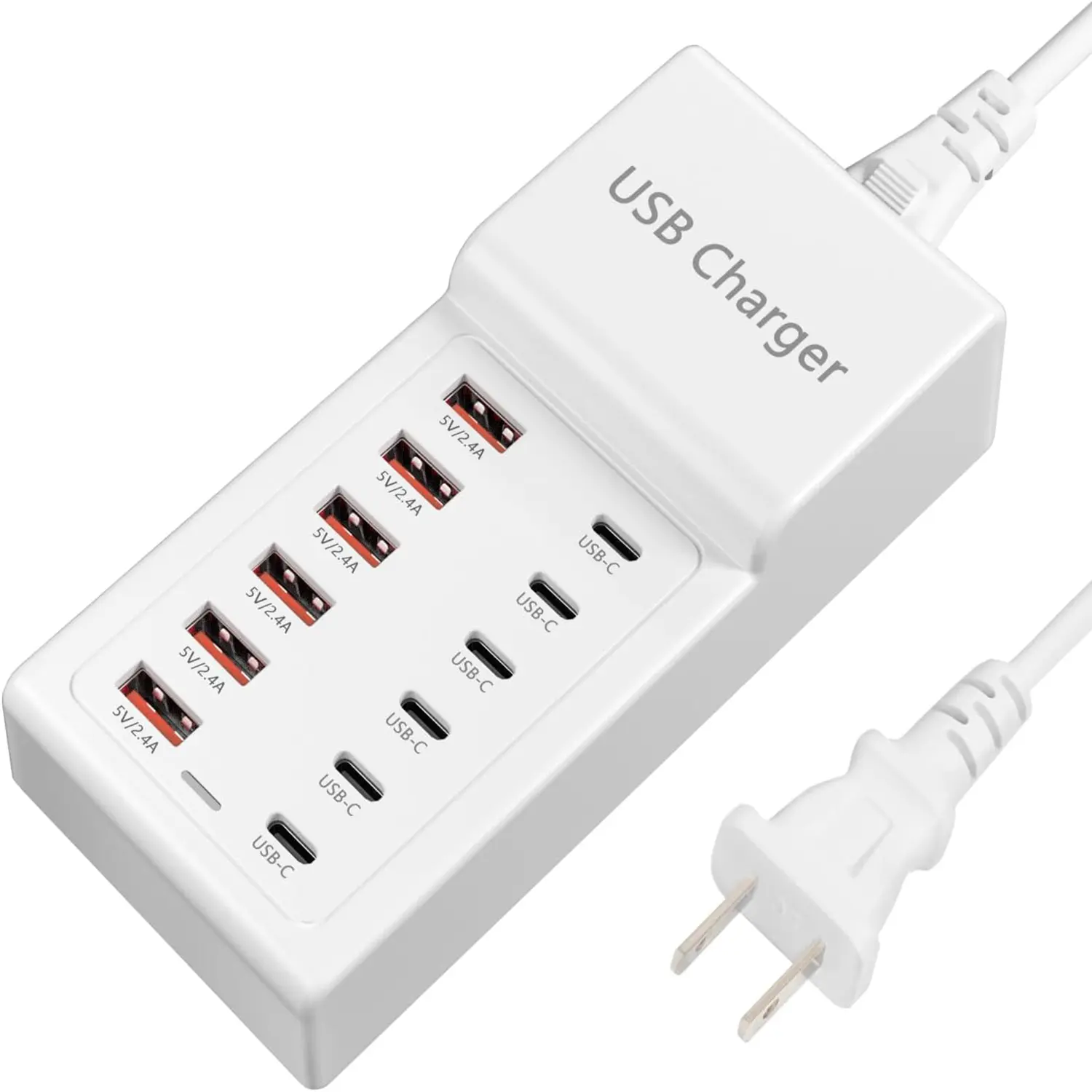 SCCVEE USB Charging Station 50w10A 12 Ports Multiple Charging Block, USB C Strip for iPhone 13/14/15/16/17/Smartphone/Tablet/Watch/Headphones and Multiple Charger Plug