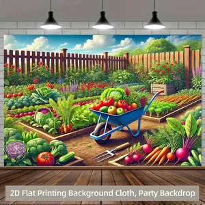 2D Flat - 2D Flat - 1pc 2D Backdrop Fabric for Planting Various Fresh Vegetables in The, Multifunctional Wall Decoration Suitable for Hanging in Living Rooms, Bedrooms, Offices, Home Decor, Out
