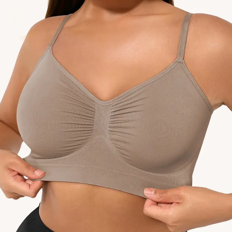 Women's Everyday Wireless Bralette, Seamless Comfortable Fitted Tank Top, Medium Support Buckleless Design, All Seasons Wear, Seamless Casual Bralette