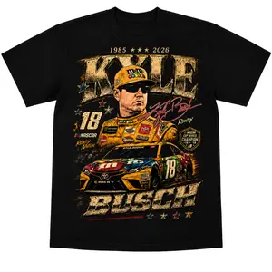 Kyle Busch Memorial 1985-2026 Shirt - RIP NASCAR Legend Graphic Tee | Vintage Rowdy Nation Tribute Apparel For Racing Fans
