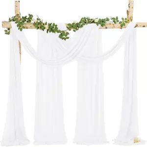 4 Panels  Sheer Chiffon Wedding Arch Draping Fabric 28inch x 20 ft Each for Ceremony Drapery Ceiling Drapes Party Decor Indoor Backdrops Cortinas decorativas / Telas para decoración