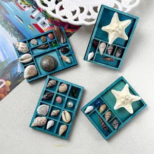 OvalletOoh Magnetic Wooden Grid Shell Fridge Magnets - Handmade Natural Seashell Decor for Kitchen, Ideal Gift (Leisure & Outdoor Recreation Accessory)