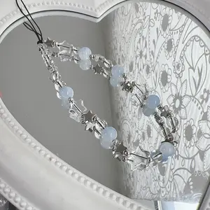 Mobile phone CCD hot girl butterfly pendant bead hanging rope mobile phone chain DIY chain camera hanging decoration Instagram chain Cell Phone Charm