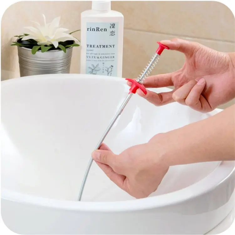 1x 60cm PP Sewer Dredge Spring Drain Snake, Easy-to-Use Pipe Dredging Tool, Household Hair Cleaner & Drain Clog Remover for Kitchen Sink (Tools & Hardware Plumbing Accessory)