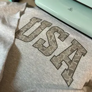 USA Old School Camo Oversized Print Crewneck Sweatshirt