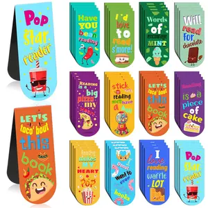 48 Pcs Back to School Stationery Gifts Bulk Cute Scented Magnetic Bookmarks Bulk Sniff Fruit Food Theme Bookmarks for Students from Teachers Parents for First Day of School Classroom Rewards Reading Prizes School Gift Exchange Book Fair