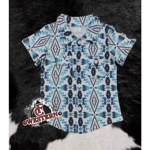 BLUE WHITE AZTEC BUTTON UP *RTS*