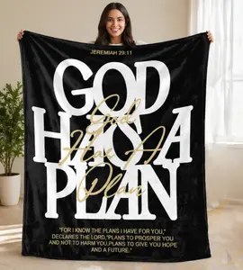 God Has A Plan Blanket - Jeremiah 29:11 Christian Throw Blanket, Ultra Soft Flannel Faith Blanket, Inspirational Religious Gift for Women Men