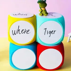 1pc Erasable DIY dice letters Multi-Purpose Education Math Learning Tools Classroom Teaching Cubes Whiteboard Game Dice Erasable dice, classroom props, six-sided solid puzzle dice