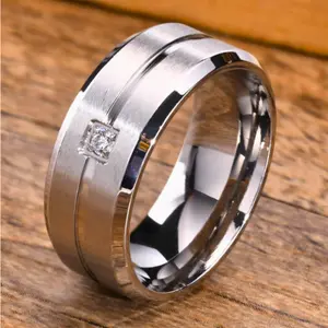 Fashion Stainless Steel Cubic Zirconia Ring For Men Daily Wear, Jewelry Party