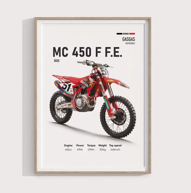 2025 GasGas MC 450F Factory Edition Poster Motocross  Perfect Garage Gift for Dirt Bike & Off-Road Enthusiasts - No fRame