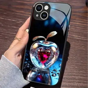 Protective Mobile Phone Case for iPhone 16 Pro Max, Luxury Crystal Heart Diamond iPhone Case ,Drop-Proof PC+TPU+Glass Protective Cellphone Case, Fits iPhone 16–11 Pro Max/Plus