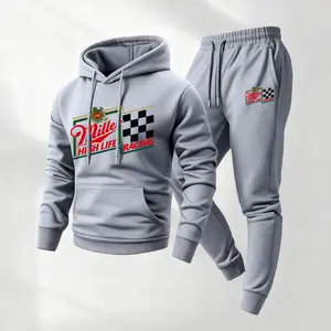 Men's Racing Life Beer Print Hoodie and Drawstring Sweatpants Set,Menswear,Casual Athletic Long Sleeve Hooded Jacket & Trousers for Fall & Winter,Men's Clothing for Daily Wear,Sportswear Indoor Outdoor,Tracksuit, Athleisure Summer Clothes