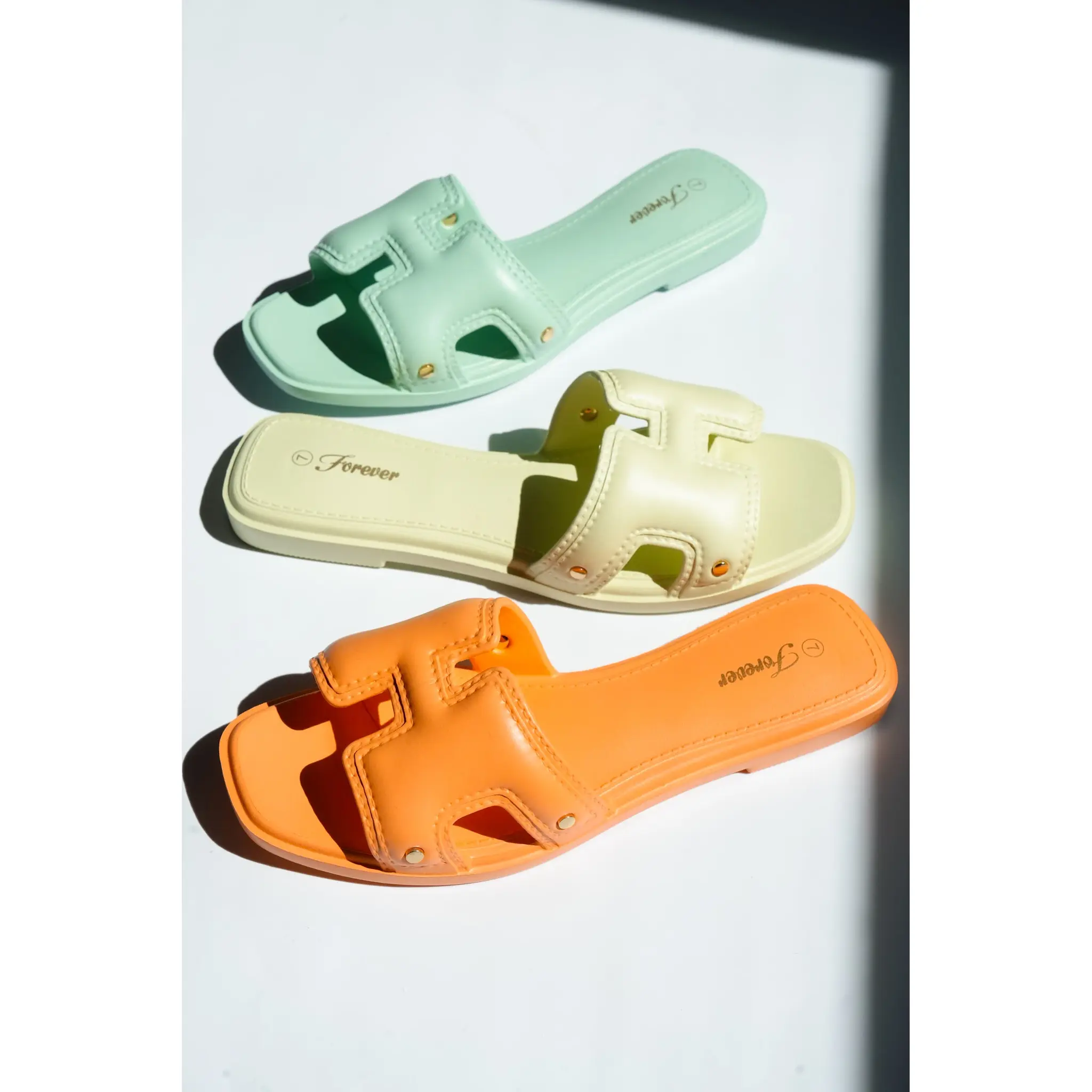 Vegan Leather Cutout Slide Sandal