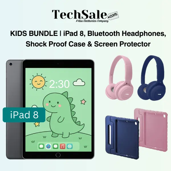 Refurbished Grade A 10.2" WiFi iPad 8 Model Tablet - Powerful Performance A12 Fusion Chip, Shockproof Case, Bluetooth Headphones, Screen Protector, Charger, 1-Year Warranty, Excellent Condition