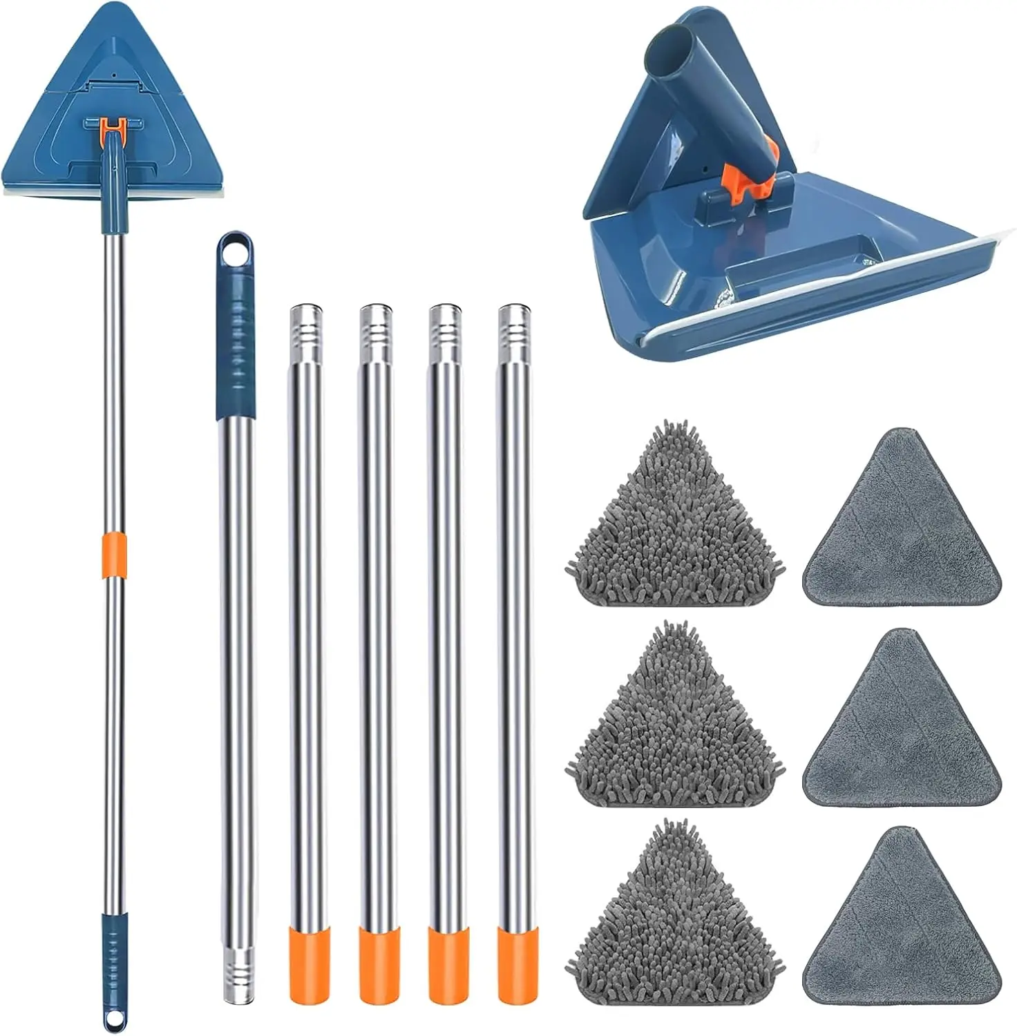 Long Handle Adjustable Length Wall Mop 360 Spinning Head Floor Cleaner tool for Wall/Dust/ Ceiling Fans/ Baseboard/ Floor Cleaning, Wall Cleaning